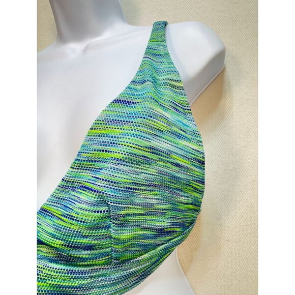 Aerie Womens Scoop Space Dye Bikini Top Swimwear Sze XL Green Blue Stretch Beach - Picture 5 of 8